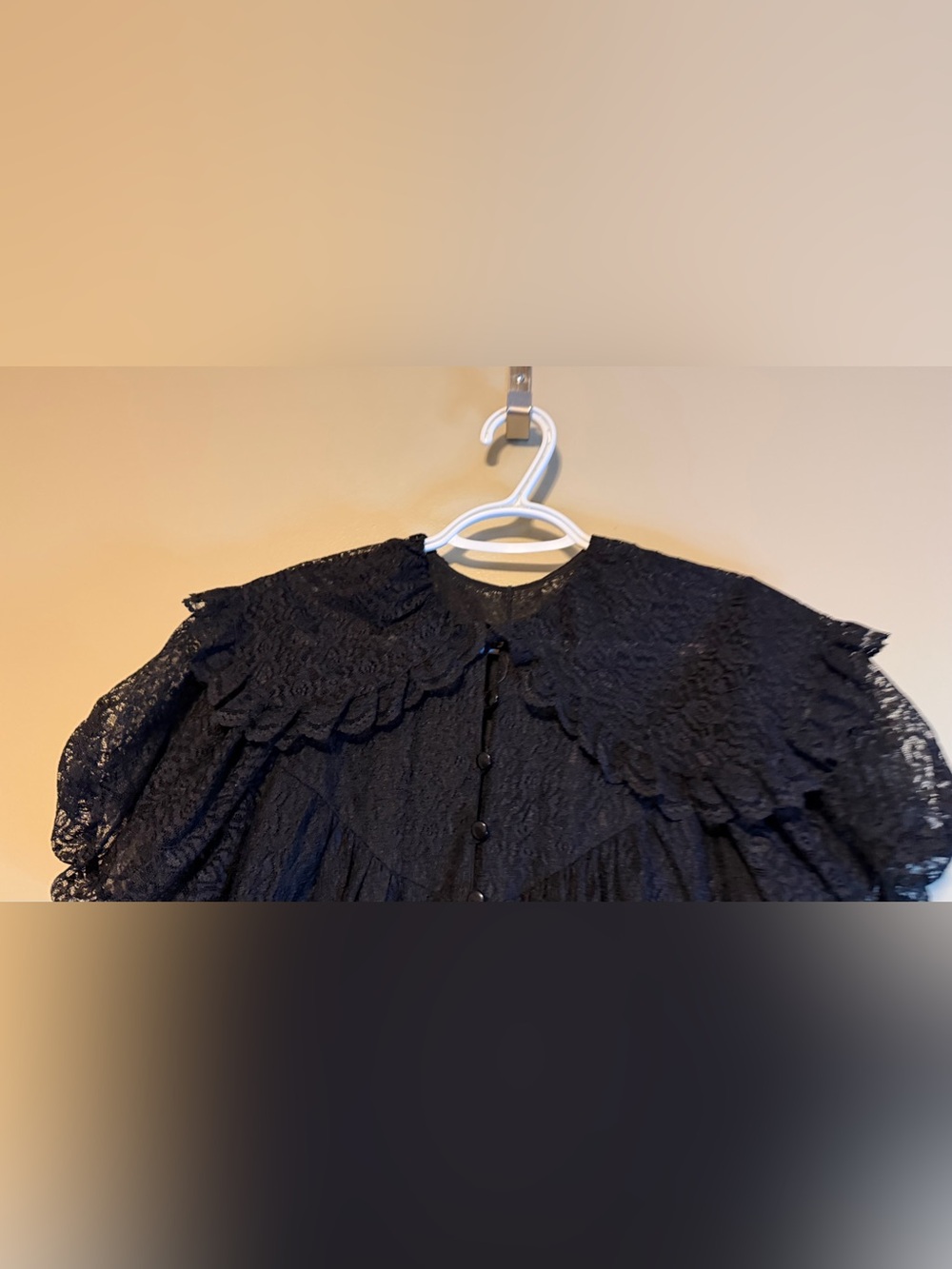 Vintage 70’s Ideal Lingerie Black All Over Lace Whimsigoth Cottagecore Cape - Picture 8 of 13